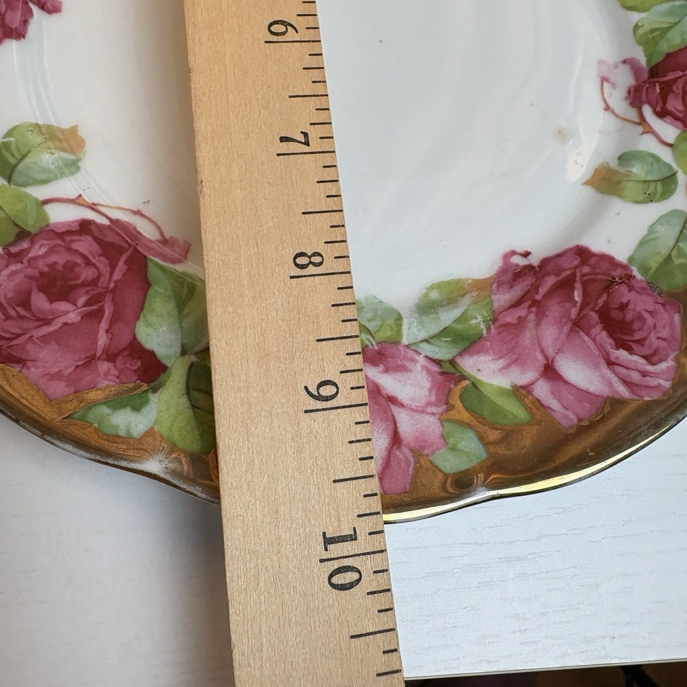Victoria Austria English Rose And Gold Banded Border 10" Dinner Plates (2) - Picture 5 of 12
